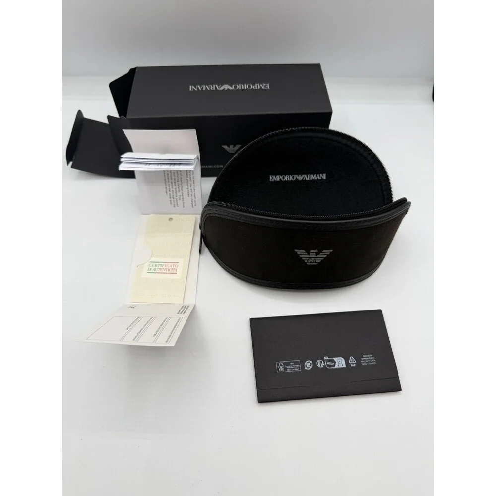 Emporio Armani Sunglasses Case Box Set w/ Papers Authentic Black EUC Gift